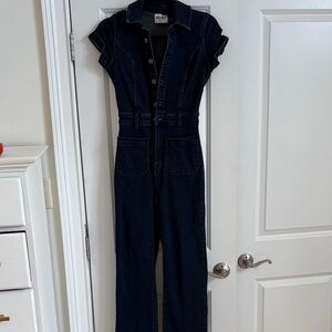 Show Me Your MuMu Dark Denim Button-Front Jumpsuit